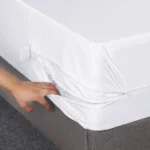 White zippered mattress protector encasement for a King XL mattress