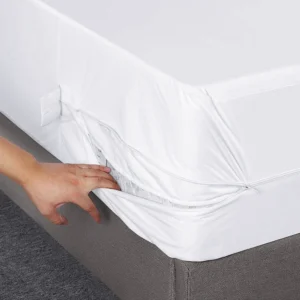 White zippered mattress protector encasement for a King XL mattress