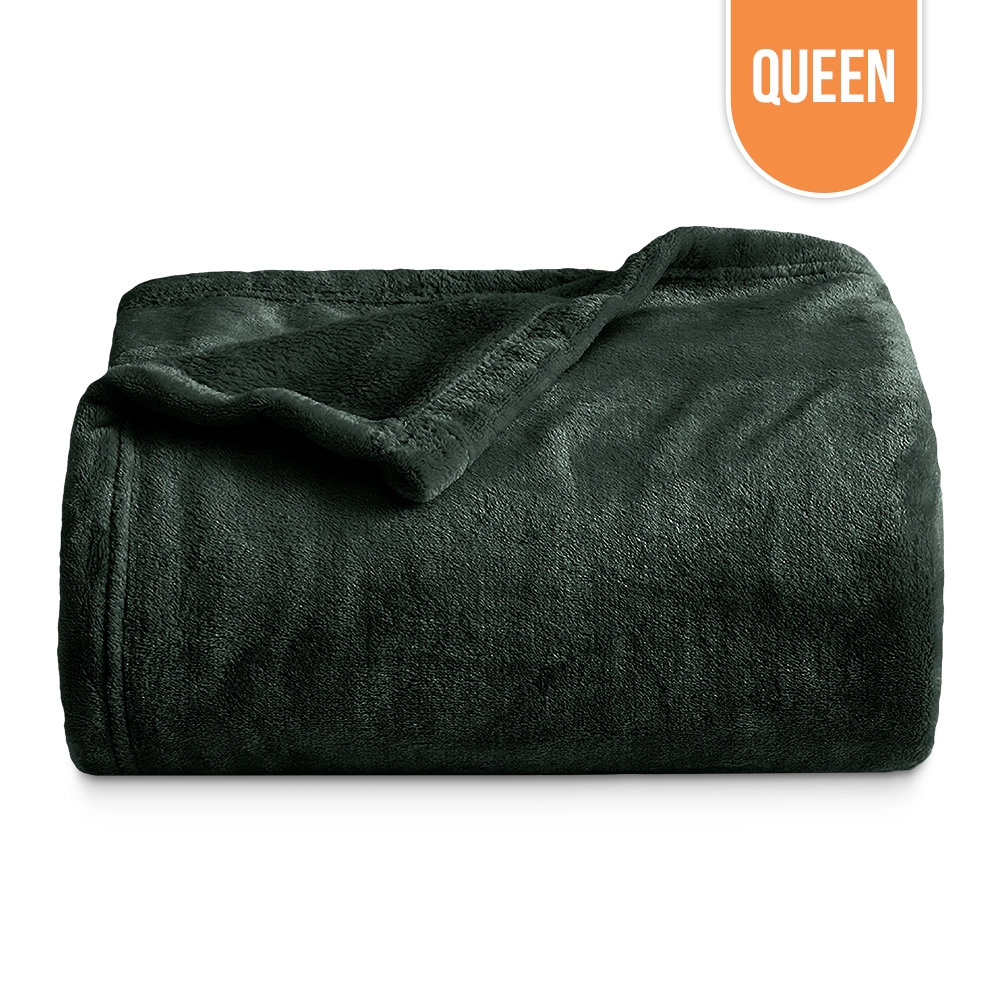 Polar Fleece Blanket Queen 90"x90" - Charcol Green Polar Fleece Blanket Queen 90"x90" - Charcol Green