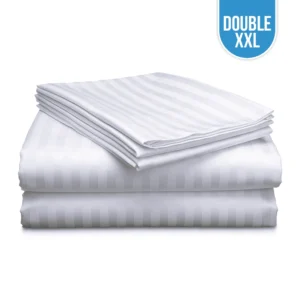 T-250 Luxury White Stripe Bed Sheet Double Flat XXL 84"x115"
