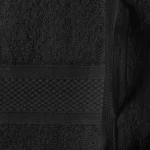Black bath towel with textured dobby border