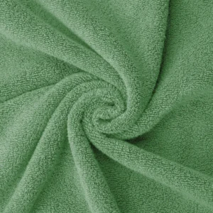 Green Face Towel Swireled to show the high-density ring-spun cotton loops
