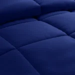 Soft-touch blue queen comforter fabric with superior fill distribution for guest comfort