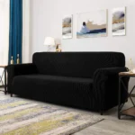 Black couch cover fitted on a standard 3 seater sofa perfectly