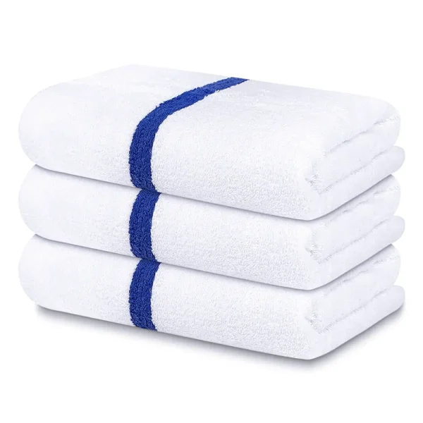 Premium Economy Pool Towels - Blue Stripe 24"x48"