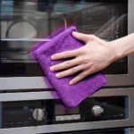 Using Purple microfiber towel for cleaning glass surfaces