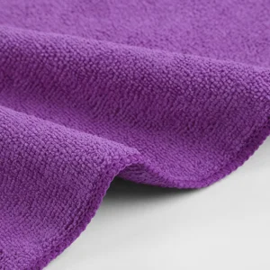Plush Purple microfiber towel weave with non-abrasive texture