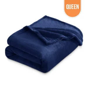 Flannel Fleece Blanket Queen 90"x90" - Navy Blue