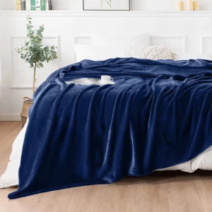 Flannel Fleece Blanket Navy Blue Queen1