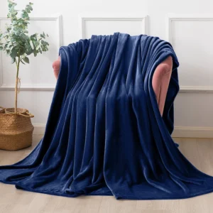 Flannel Fleece Blanket Navy Blue Throw1