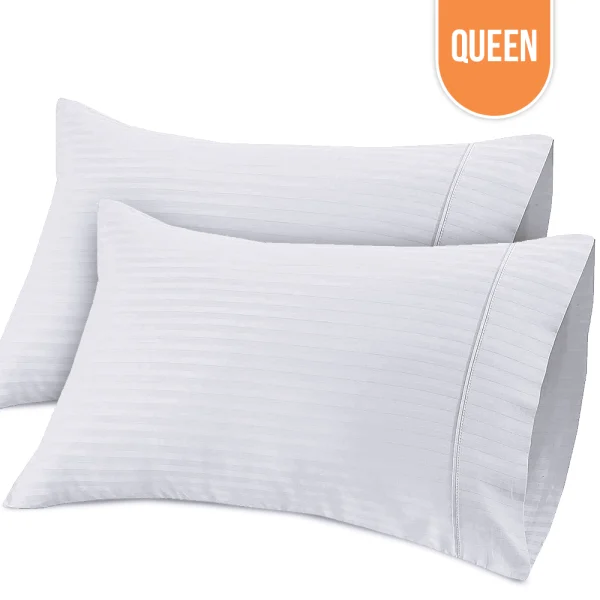 T-250 Luxury White Stripe Pillow Case Queen – 42″x40″
