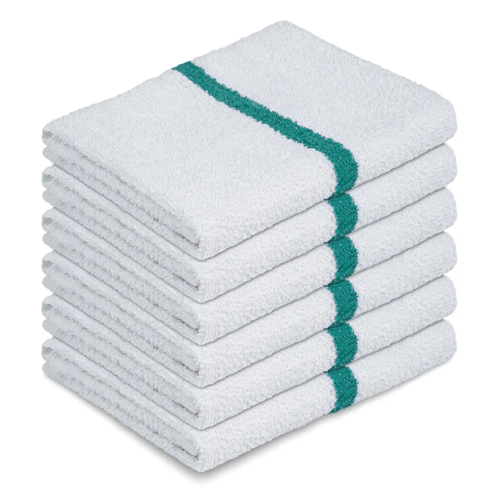 Slithp77 Bar Rag White Green Stripe Rags | Kitchen Bar Mops | Bloom Linen