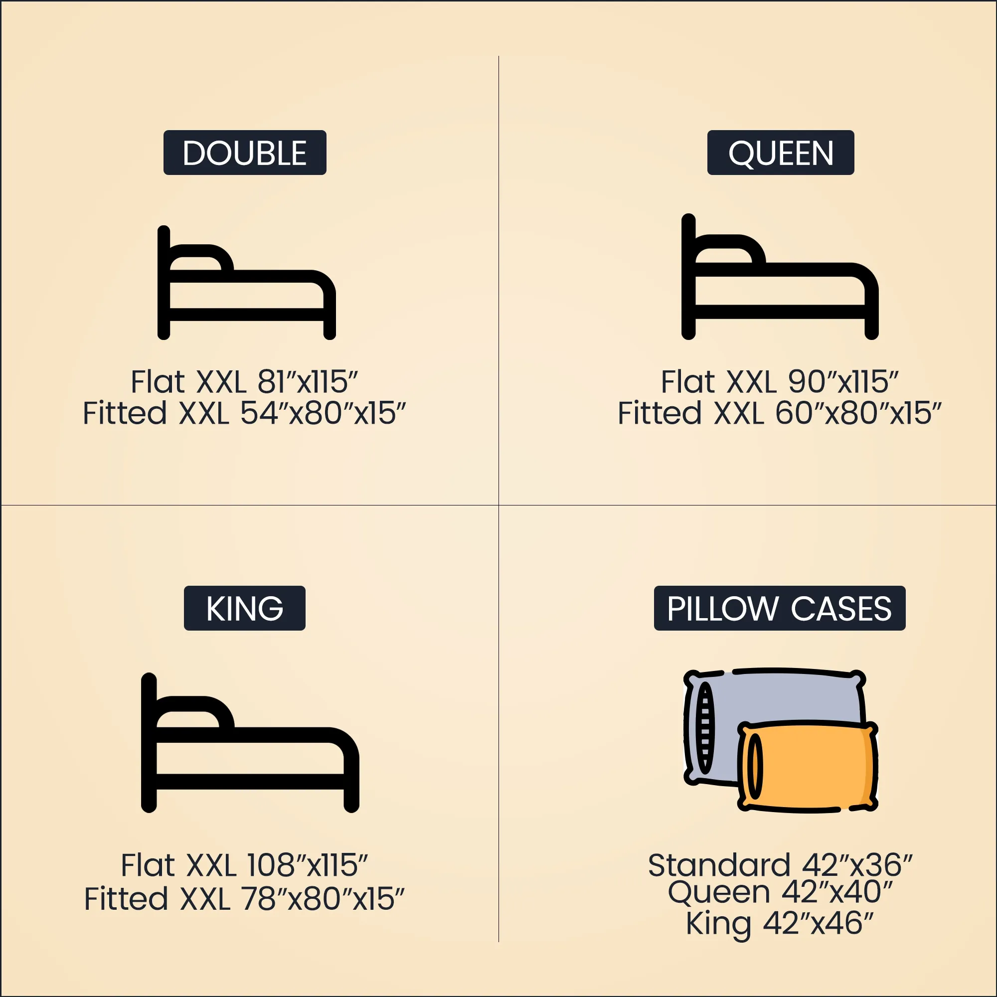 Size Guide BLoom Linen t-250 Plain bedsheet