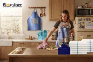 Apron, Potholder, & Oven Mitt Set in Dorm Kitchen setting